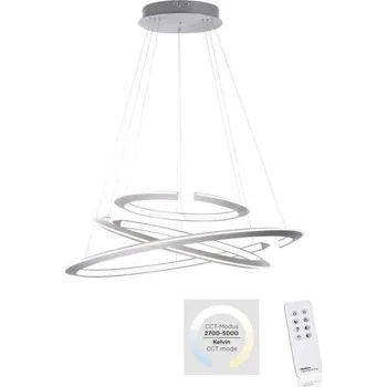 PAULNEUHAUS ALESSA LED závěsné svítidlo kruhové v barvě oceli s nastavitelnou barvou světla a funkcí stmívání 2700-5000K - PAUL NEUHAUS PN 2493-55