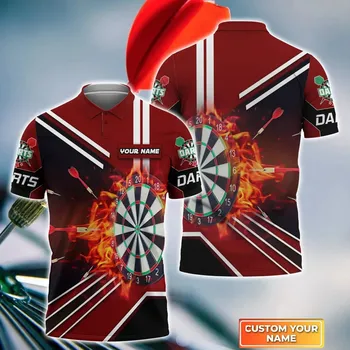 Dámské tričko Tričko dres pro tým Darts s ohněm 3D potisk CS458 Velikost: 4XL, Barva (Varianta): Polo košile 13