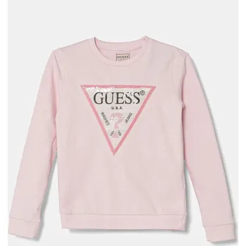 Chlapecká mikina Dětská bavlněná mikina Guess růžová barva, s aplikací, K4YQ10 KA6R4 K4YQ10.KA6R4.PPYA 30X, vel. 118-122
