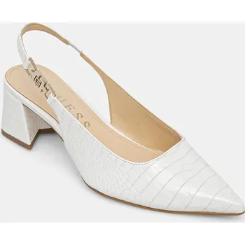 Dámské lodičky Lodičky Guess ZABELA bílá barva, na podpatku, s odkrytou patou, FLPZAB PEL05 FLPZAB.PEL05.WHITE 00X, EUR 36