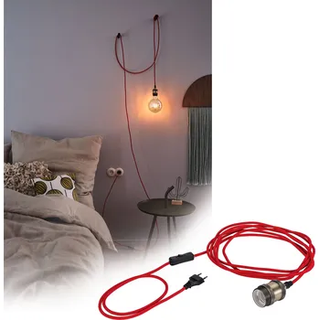 PAULMANN Závěsné svítidlo Neordic Eldar vč. zástrčky E27 max. 1x20W červená/leštěná - PAULMANN P 79770