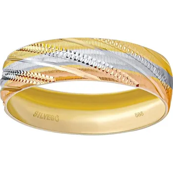 Šperk Zlatý snubní prsten Annissa s ručním rytím bílé, žluté a růžové zlato