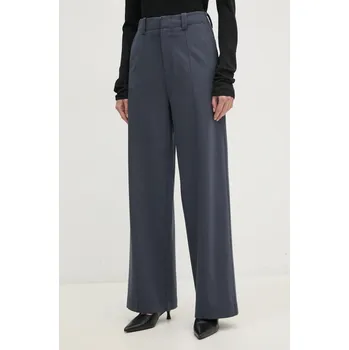 Dámské kalhoty Kalhoty Calvin Klein Jeans dámské, modrá barva, široké, high waist, J20J224850 95X, vel. S