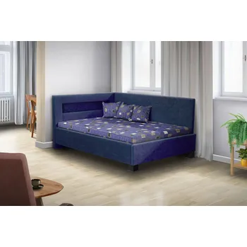 Postel Nabytekmorava Čalouněná postel Mia Robin 160x200 cm s led osvětlením matrace: bez matrace, Barva postele: modrá, Úložný prostor: bez úložného prostoru