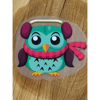 Textilní nažehlovací páska Nažehlovací obrázky sova se sluchátky