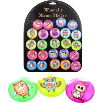 Magnetky dětské kulaté sovičky samostatné 4cm různé druhy