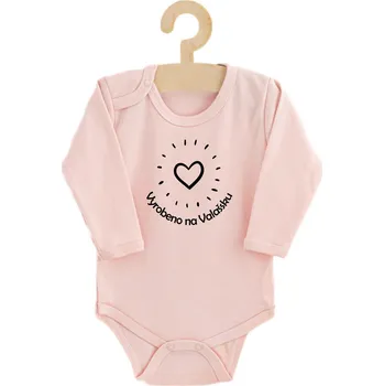 Bodýčko Vyrobeno na Valašsku srdíčko Barva: Světle růžová, Velikost: 74 přes hlavu (6-9 měsíců)