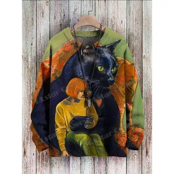 Dámský svetr Svetr s 3D potiskem kočička a pejsek CS400 Velikost: 7XL, Barva (Varianta): Svetr 14