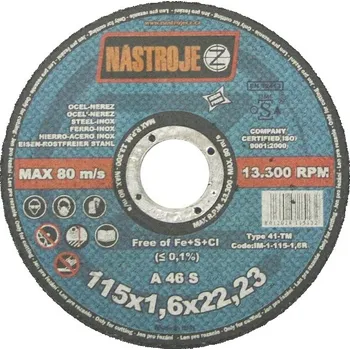 Řezný kotouč Řezný kotouč 115x1,6mm A46S na ocel a nerez IM-1-115-1,6R