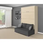 Nabytekmorava Sklápěcí postel s pohovkou VS 21058P, 200x120 cm barevné kombinace: Akát / dveře akát, barva pohovky: Savana šedá