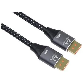 Video kabel PremiumCord DisplayPort 2.1 kabel, 16K@60Hz,8K@120Hz,4K@240Hz,165Hz,144Hz kovové a zlacené konektory, 1,5m