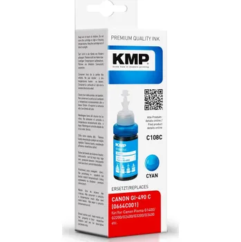 Inkoust Canon GI-490C kompatibilní azurový KMP