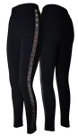 Zateplené černé legíny s vysokým pasem se stříbrnými pruhy (Zateplené černé bambusové legíny)