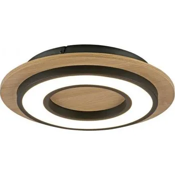 JUSTLIGHT TOLA LED stropní svítidlo černé kruhové kovový a dřevěný dekor 3000K teplá bílá 3000K - JUST LIGHT LD 14560-18