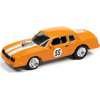 autíčko Chevy Monte Carlo #55 1985 oranžová 1:64 - Johnny Lightning Chevrolet Monte-Carlo No.55 - sběratelský model autá 1/64
