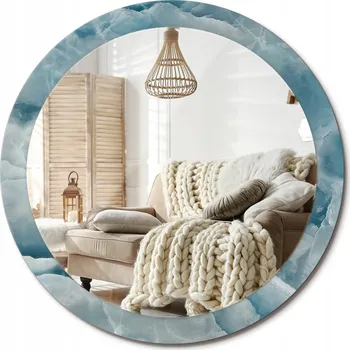 Zrcadlo Zrcadlo nástěnné s ozdobným rámem Velké průměr 90 cm Modrý mramor onyx