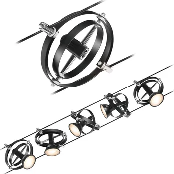 Bodové svítidlo PAULMANN Lankový systém Cardan matný chrom 5 spotů bez zdroje světla max. 10W GU5,3 DC 60VA - PAULMANN P 94440