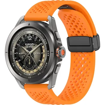 Příslušenství k chytrým hodinkám eses Silikonový dírkovaný řemínek s magnetickou sponou - Oranžový, 22 mm