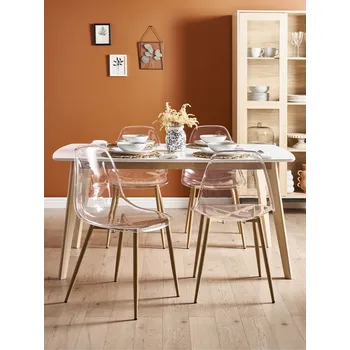 Jídelní židle Sada 4 jídelních židlí průhledný syntetický sedák kovové nohy moderní jednoduché minimalistické sezení Beliani