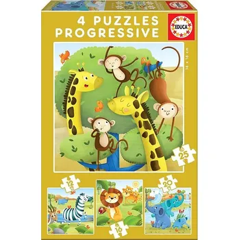 Puzzle Educa Puzzle Divoká zvířata 4v1 (12,16,20,25 dílků)