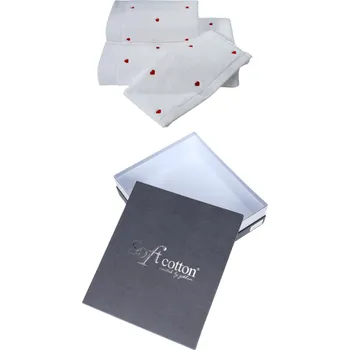 Pánský župan Soft Cotton Dárkové balení ručníků a osušek MICRO LOVE Barva: Bílá / červené srdíčka, Velikost: S