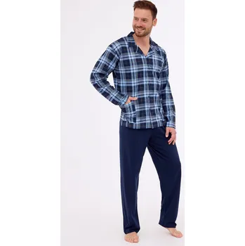 Pánské pyžamo Cornette pánské pyžamo na knoflíky 114/72 - modrá, 3XL (Pánské pyžamo rozepínací Cornette)