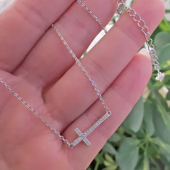 Náhrdelník Dámský stříbrný náhrdelník křížek 1,95g Rhodium Stříbro 925/1000