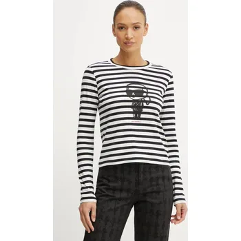 Pánské tričko Bavlněné tričko s dlouhým rukávem Karl Lagerfeld IKON A1W17137 černá 99A, vel. L