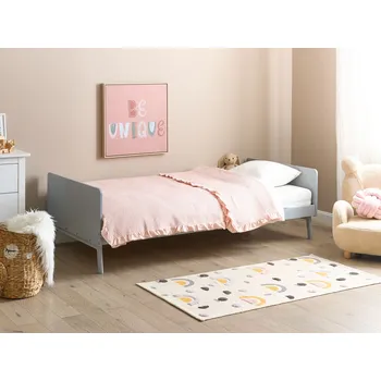 Postel Dřevěná postel 90 x 200 cm v šedém provedení nábytek do ložnice ve skandinávském stylu Beliani