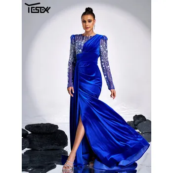 Dámské šaty Svatební šaty maxi LC10268 Barva: Modrá, Velikost: S