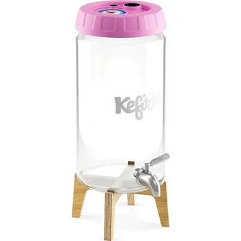 Kefirko Kombucha fermenter se stojánkem a výčepem, 4 l, růžový