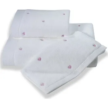 Ručník Soft Cotton Malý ručník MICRO LOVE 32x50 cm Barva: Bílá / lila srdíčka, Velikost: L