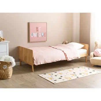 Postel Dřevěná postel 90 x 200 cm ve světle hnědá dřevěném provedení nábytek do ložnice ve skandinávském stylu Beliani