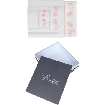 Pánský župan Soft Cotton Dárková sada ručníků a osušek DIARA Barva: Bílá / růžová výšivka, Velikost: S