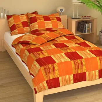 Povlečení Bavlna čtverce oranžovo-červené 9223-43 - 140x220 + 50x70 cm