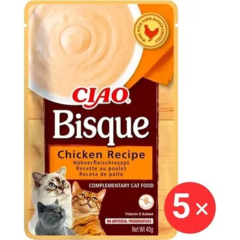 Pamlsek pro kočku Ciao Churu Cat Bisque Kuřecí pyré 5 × 40 g