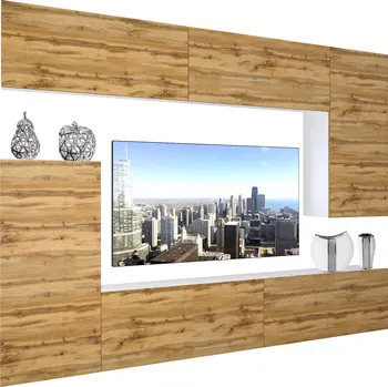 Obývací stěna Obývací stěna Belini Premium Full Version dub wotan + LED osvětlení Nexum 132 NEX 8/0/W/DW/0/0/PP