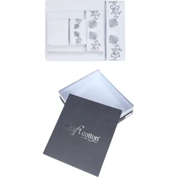 Pánský župan Soft Cotton Dárková sada ručníků a osušek DIARA Barva: Bílá / šedá výšivka, Velikost: S