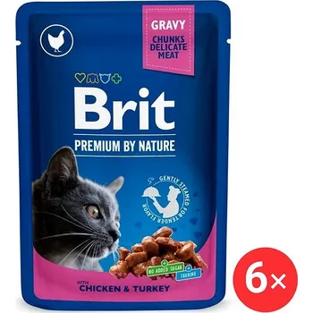 Krmivo pro kočku Brit Premium by Nature Cat Pouch with Chicken & Turkey 6 × 100 g