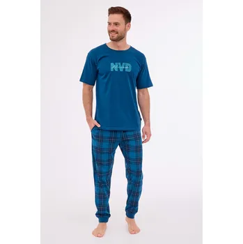 Pánské pyžamo Cornette pyžamo pánské 462/270 Nevada - modrá, L (Pánské bavlněné pyžamo s krátkým rukávem Cornette)