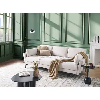 Pohovka Pohovka béžová látka polyesterové čalounění kovové nohy 4 sedadla hustě polstrovaný nábytek v minimalistickém stylu obývací pokoj Beliani