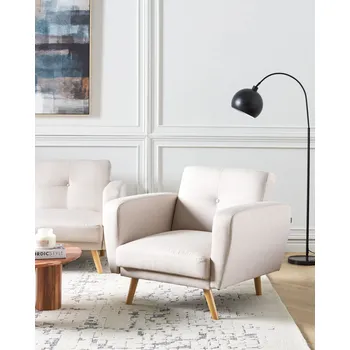 Křeslo Čalouněné křeslo béžové moderní extra místo k sezení do obývacího pokoje ložnice pracovny Beliani