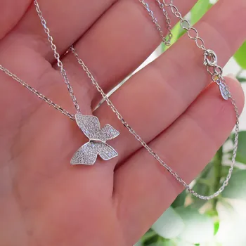 Náhrdelník Dámský stříbrný náhrdelník motýlek 2,05g Rhodium Stříbro 925/1000
