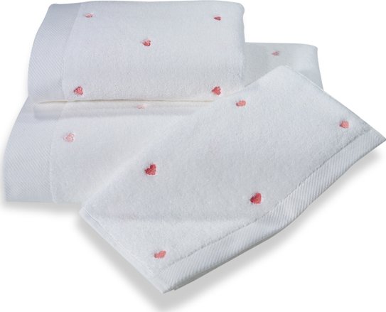 Soft Cotton Soft Coton Ručník MICRO LOVE 50x100 cm Barva: Bílá / růžové srdíčka