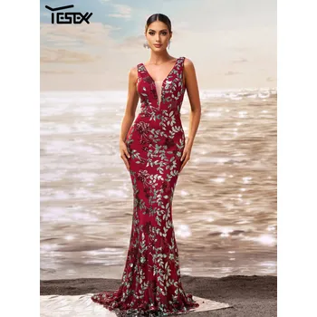 Dámské šaty Svatební šaty maxi LC10262 Barva: Vínová, Velikost: L