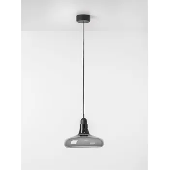 BROKIS Závěsné svítidlo SHADOWS EXCLUSIVE Barva skla: šedá kouřová - transparentní sklo, Povrchová úprava skla: lesklý povrch skloviny, Povrch montury: dub evropský - černě mořený , Povrchová úprava baldachýnu: dub evropský - černě mořený , Způsob Z - BRO