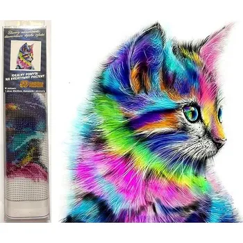 Diamantové malování Norimpex Duhové kotě 30 × 40 cm
