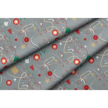 Orbytex Vánoční látka teflonová š.160cm - šedý podklad