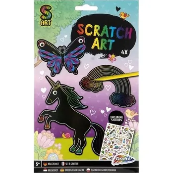 omalovánky Škrabací obrázky 4 ks Jednorožec Kniha