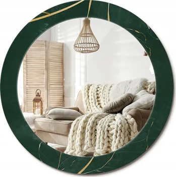 Zrcadlo Zrcadlo s potiskem do koupelny ložnice obývacího pokoje Obrys listů Průměr 70 cm